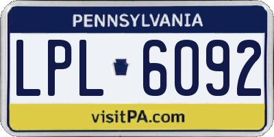 PA license plate LPL6092