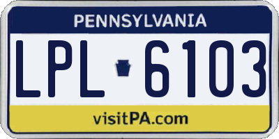 PA license plate LPL6103