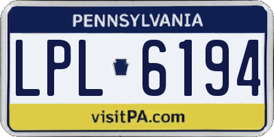 PA license plate LPL6194