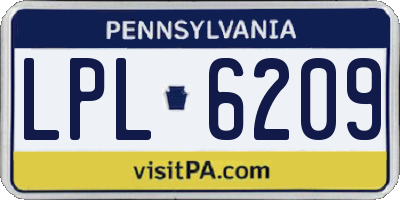 PA license plate LPL6209