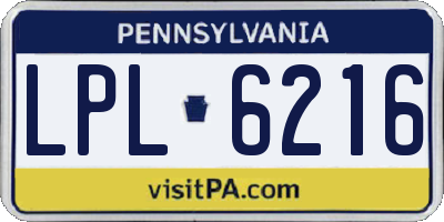 PA license plate LPL6216