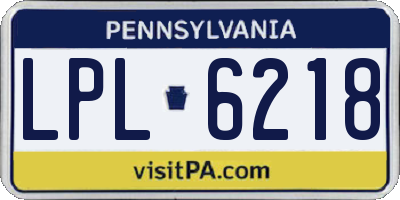 PA license plate LPL6218