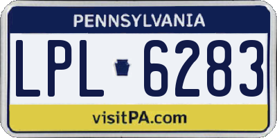 PA license plate LPL6283