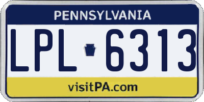 PA license plate LPL6313