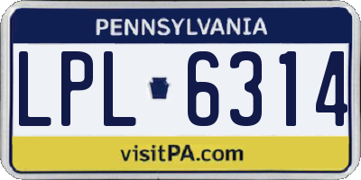 PA license plate LPL6314