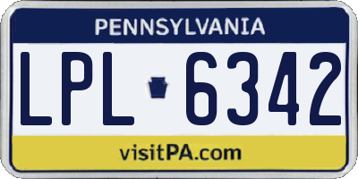 PA license plate LPL6342