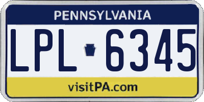 PA license plate LPL6345