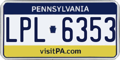 PA license plate LPL6353