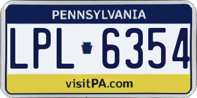 PA license plate LPL6354