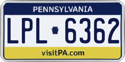 PA license plate LPL6362