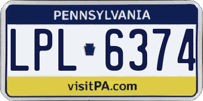 PA license plate LPL6374