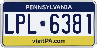 PA license plate LPL6381