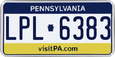 PA license plate LPL6383