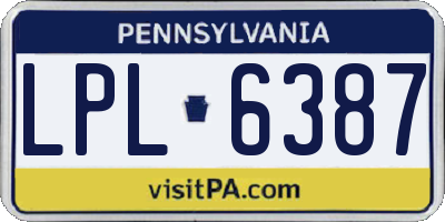 PA license plate LPL6387