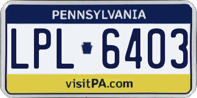 PA license plate LPL6403