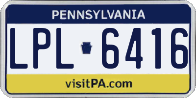 PA license plate LPL6416