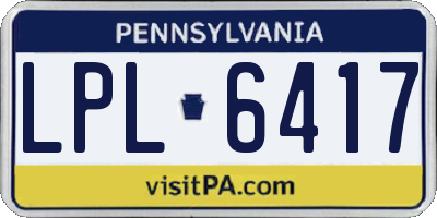 PA license plate LPL6417