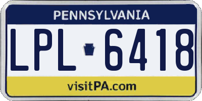 PA license plate LPL6418