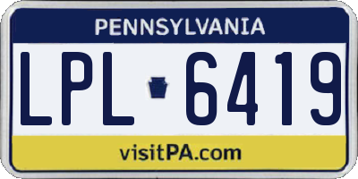PA license plate LPL6419