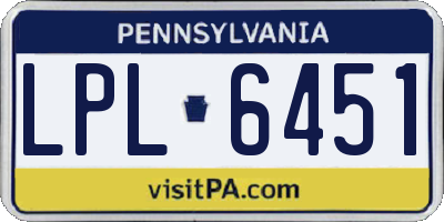 PA license plate LPL6451