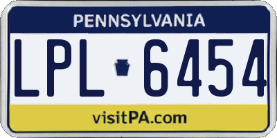 PA license plate LPL6454