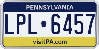 PA license plate LPL6457