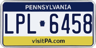 PA license plate LPL6458