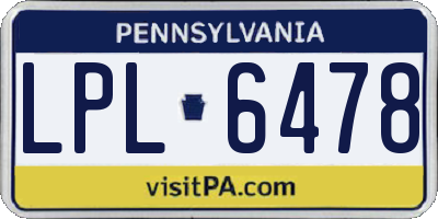 PA license plate LPL6478