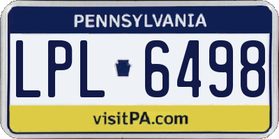 PA license plate LPL6498