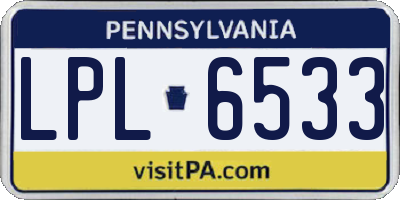 PA license plate LPL6533