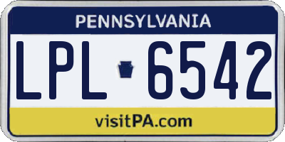 PA license plate LPL6542