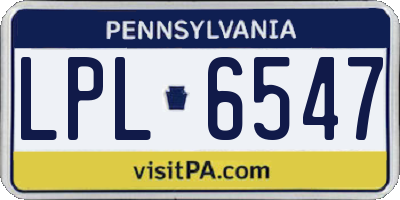 PA license plate LPL6547