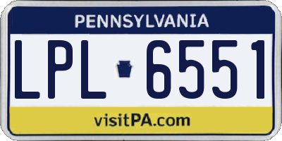 PA license plate LPL6551