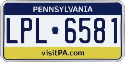 PA license plate LPL6581