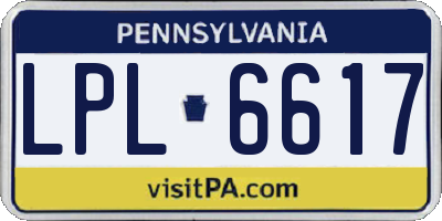 PA license plate LPL6617