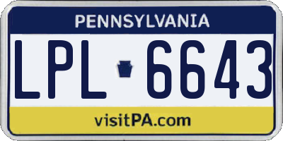 PA license plate LPL6643