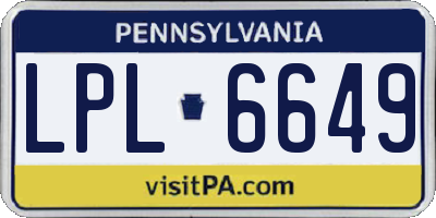PA license plate LPL6649