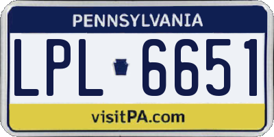 PA license plate LPL6651