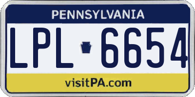 PA license plate LPL6654