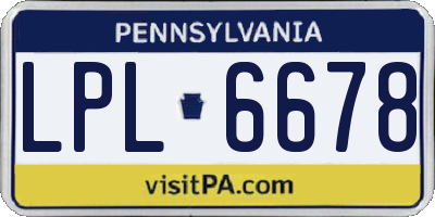 PA license plate LPL6678