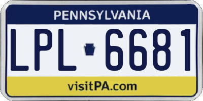 PA license plate LPL6681