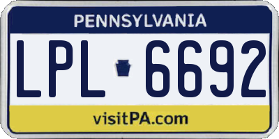 PA license plate LPL6692