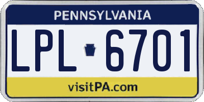 PA license plate LPL6701