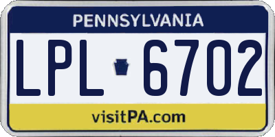 PA license plate LPL6702