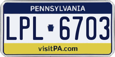 PA license plate LPL6703