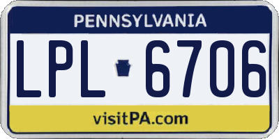 PA license plate LPL6706