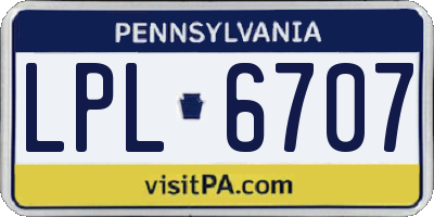 PA license plate LPL6707