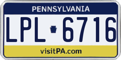PA license plate LPL6716
