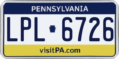 PA license plate LPL6726
