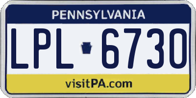 PA license plate LPL6730